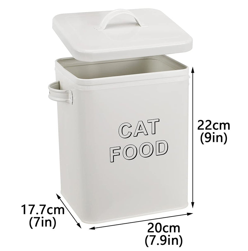 Brabtod airtight canister and Food Storage Tin with Lid - Stainless Steel - Treat Container Airtight - Pet Food Containers - cat - white cat-white - PawsPlanet Australia