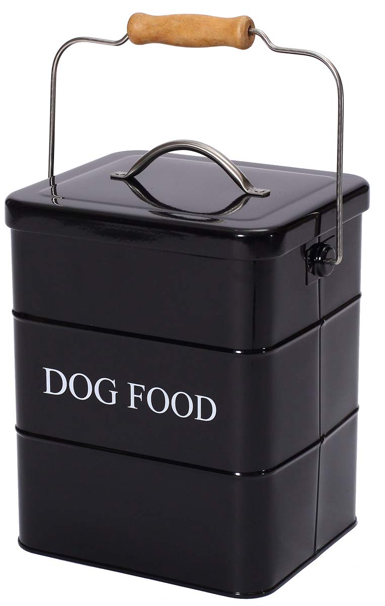 Geyecete Dog Treats tin and dog Food Storage Tin with Lid and with Spoon-Dog Food-Black 1 Count (Pack of 1) Black - PawsPlanet Australia