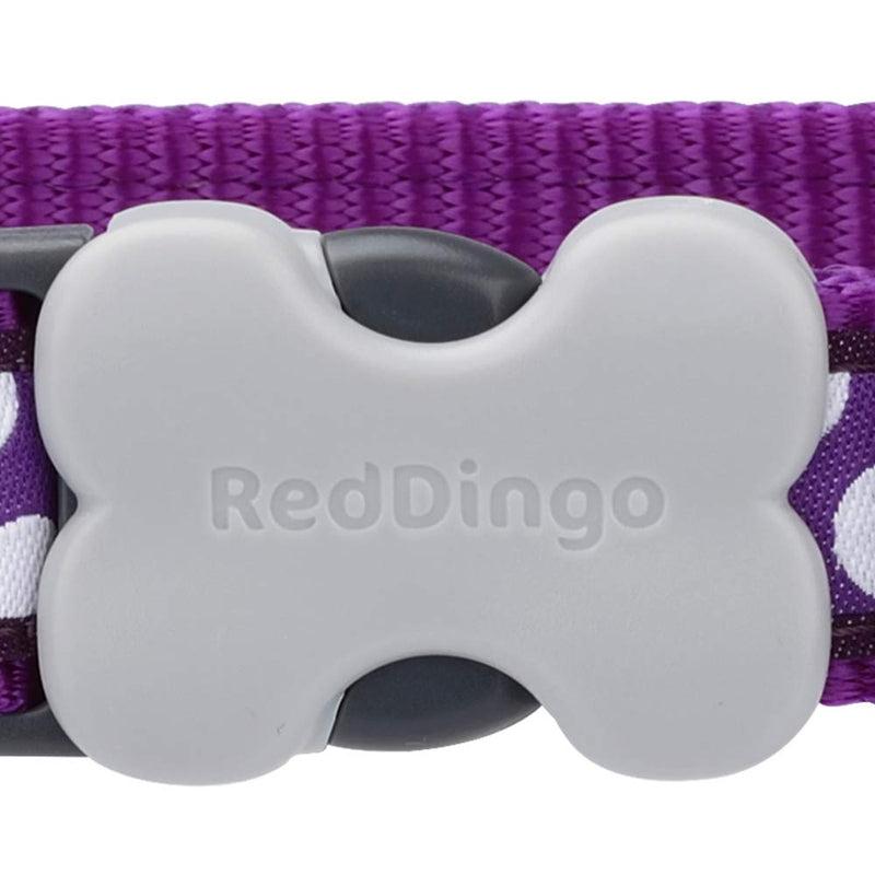 Red Dingo Dog Collar, 15 mm x 24 to 36 cm, Small, Purple/White Spots - PawsPlanet Australia