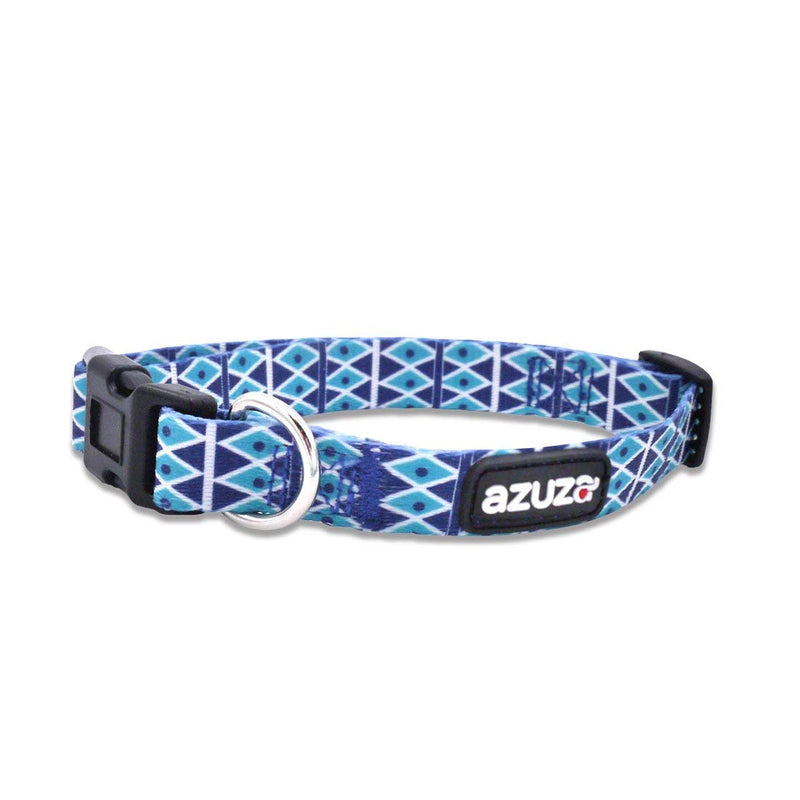 [Australia] - azuza Dog Collar and Leash Set, Fun Patterns, Adjustable Nylon Collar with Matching Leash for Small Medium and Large Dogs S (Neck: 11"-16") Diamond Blue 