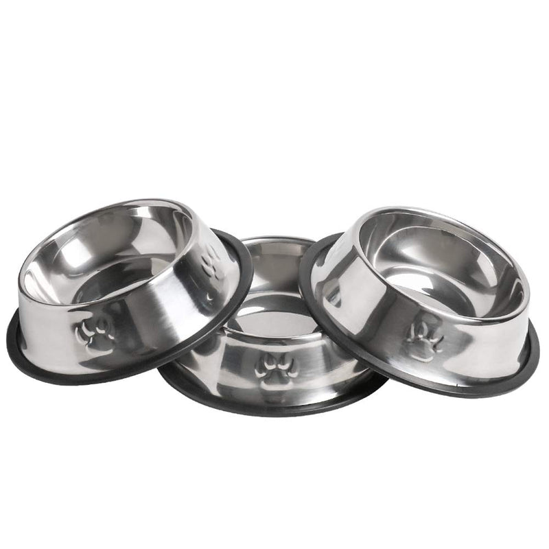 [Australia] - WANTKA Cat Bowl Dog Bowl Pet Stainless Steel Cat Food Water Bowl Non-Slip Rubber Base for Small Dogs Cats Animals Sliver 