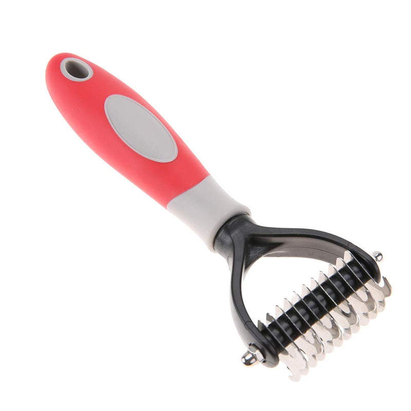 Stainless Steel Pet Grooming Dematting Comb Professional Knot Comb Brush with 2 Sided Undercoat Rake for Cats Dogs(Gray) Gray - PawsPlanet Australia