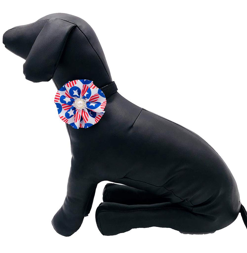 [Australia] - PET SHOW 5pcs/lot US Flag Patriotic Dogs Collar Bow Attachment Flower for Small Medium Dog Cats Independence Day June 14 Flag Day Holiday Party Grooming Collar Charms Accessories 