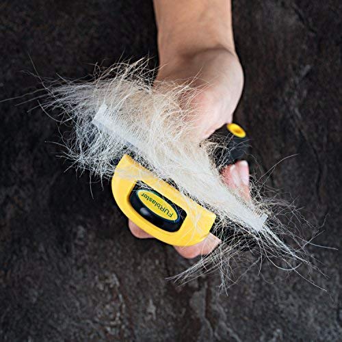 DakPets dog brush undercoat | Professional dog brush or cat undercoat brush | Cats and dog brush long hair | Stainless steel undercoat brush for dogs and cats yellow - PawsPlanet Australia