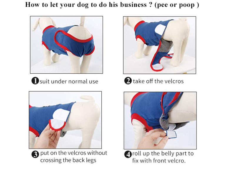 Komate Dog Recovery Suit for Surgery Pet Recovery Surgical Clothes Puppy Wear E-collar Alternative Dog Suit for Medical Surgery Prevent Licking and Biting Pet Recovery Suit (S (length 32-37cm)) S (length 32-37cm) - PawsPlanet Australia