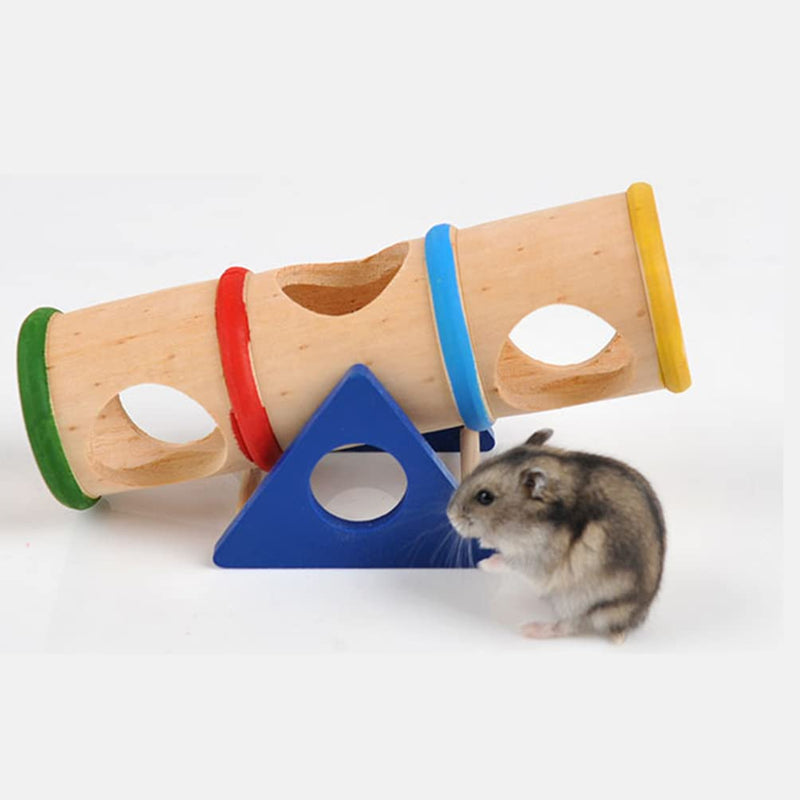 TeTupGa Wooden Hamster Tunnel Tube, Bridge Ladder Tunnel Exercise Seesaw Small Animal House Exercise Toy Playground for Dwarf Rat Hamster - PawsPlanet Australia