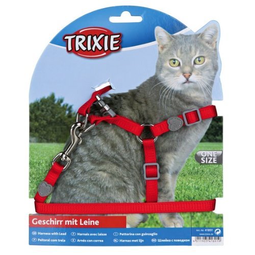 Trixie 41891 Cat Set of Harness and Lead Nylon 26-37 cm / 10 mm 26-37 cm/10 mm - PawsPlanet Australia