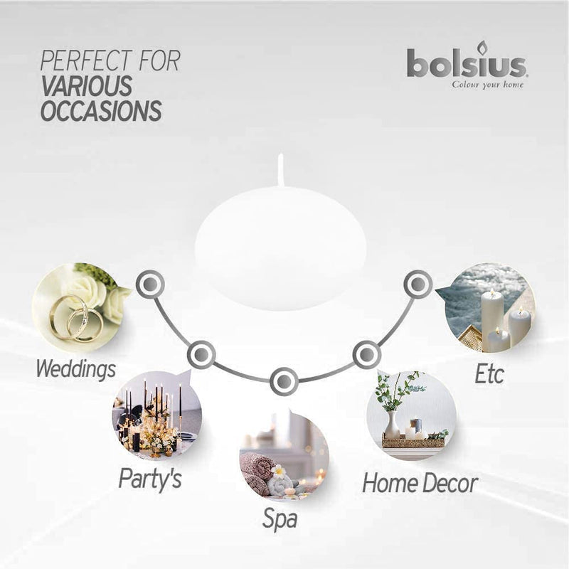 Bolsius Floating Candle-White, Wax, 4.5cm w X 3cm h - PawsPlanet Australia