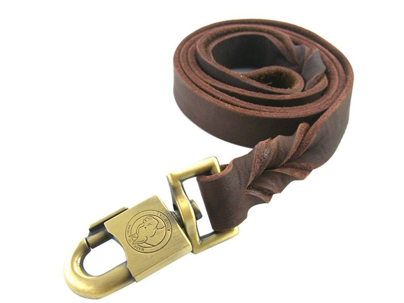 [Australia] - Rantow Durable Leather Pet Trainning Leads Rope for Medium Dogs or Large Dogs 1 Inch Wide and 3 to 5ft Long Beautiful Braided Handmade Brown Leather Dog Leash 3 FT 