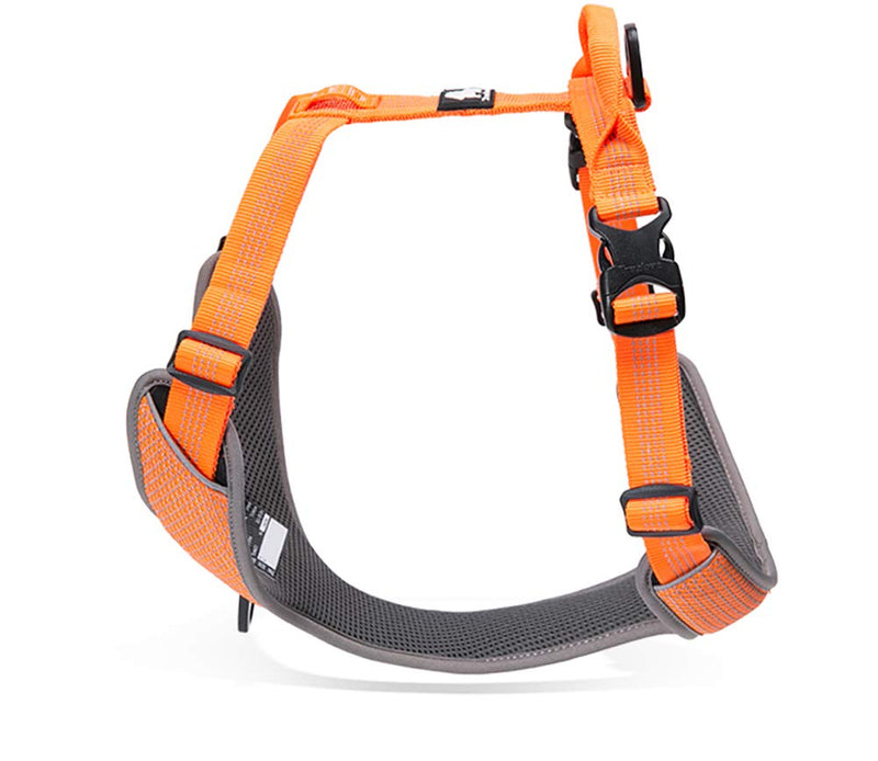 RC GearPro No Pull Dog Harness Outdoor Adventure Reflective Vest with Handle and 2 Leash Attachments Matching Leash Collar for Pet Walking Training Running (M, orange) M - PawsPlanet Australia