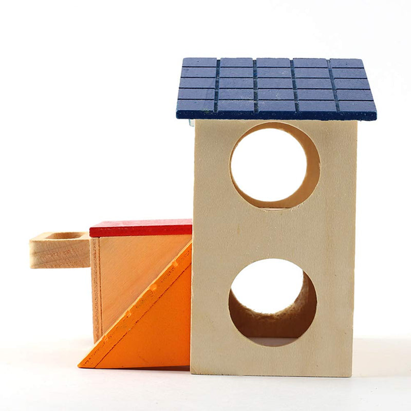 [Australia] - Hamster Hideout Hut Small Animals Two Layers Wooden House for Mice Gerbil Rat Dwarf Hamster Cage Exercise Toy 