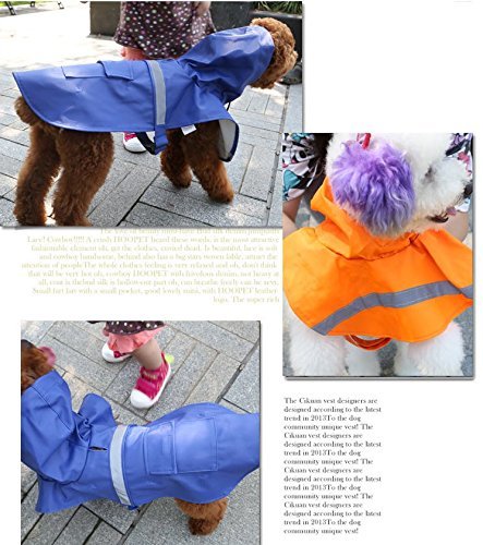 OCSOSO Pet Dog Slicker Raincoat Gear Brite Rain Jackets Dog Cat Hooded with Reflective Band XS Back: 10"(25cm) Blue - PawsPlanet Australia