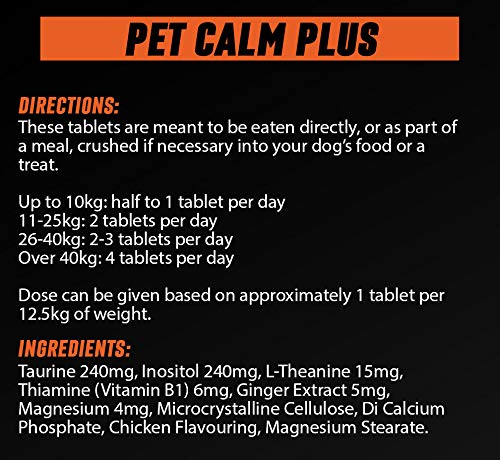 Pet Calm Plus | Dog Anxiety Tablets | Pet Calming Supplement For Anxious or Nervous Dogs | 120 Chicken Flavoured Chewable Tablets - PawsPlanet Australia