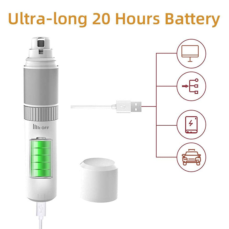 Rechargeable Dog Nail Grinder-Pets Nail Trimmer with 3 Ports & Stepless Speed Changing System to Paws Smoothing Safe for Small Medium Large Dogs & Cat grayish white - PawsPlanet Australia