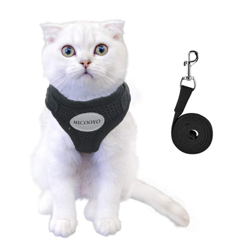 [Australia] - MICOOYO Cat Harness and Leash for Walking Escape Proof,Cat Leash and Harness Set,Reflective for Small Dogs/Cats,Adjustable&Comfortable Vest XS (Chest: 10" - 11.5") Black 