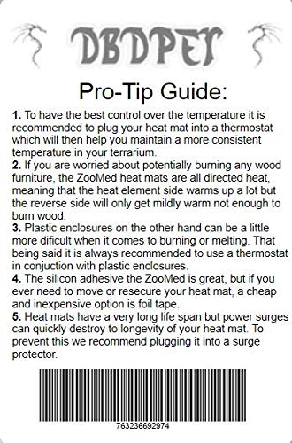 [Australia] - ReptiTherm 10-20 Gallon Heat Mat - with Attached 5 Point DBDPet Pro-Tip Guide - Reptile Heat Mat 