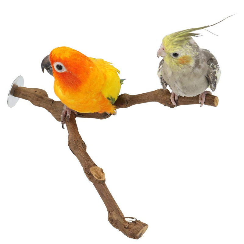 [Australia] - YINGGE Wood Bird Stand Perch, Natural Wild Grape Stick Paw Grinding Standing Climbing Branch Toy Cage Accessories for Small and Medium Parrots Parakeets Cockatiels Lovebirds Sun Conures Caique Y Shape 