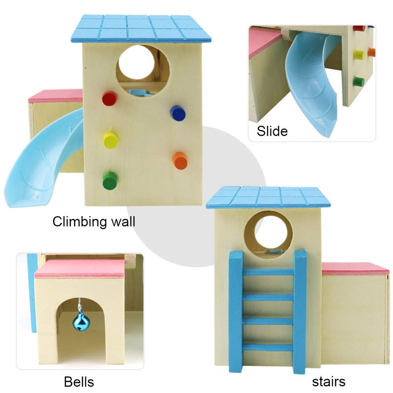 VUAOHIY Pet Small Animal Hideout Hamster House Wooden Hut Play Toys Chews with A Funny Seesaw for Dwarf Hamsters Mouse Sugar Gliders Gerbils and Other Small Animals, 2 PCS - PawsPlanet Australia