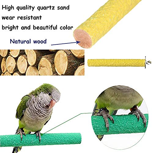 PINVNBY Parrot Perch Stand Platform Bird Paw Grinding Stick Wood Parakeet Exercise Toys Cage Accessories Training Playground for Budgies Cockatiel Conure Lovebirds Rat Gerbil Hamster 4PCS - PawsPlanet Australia