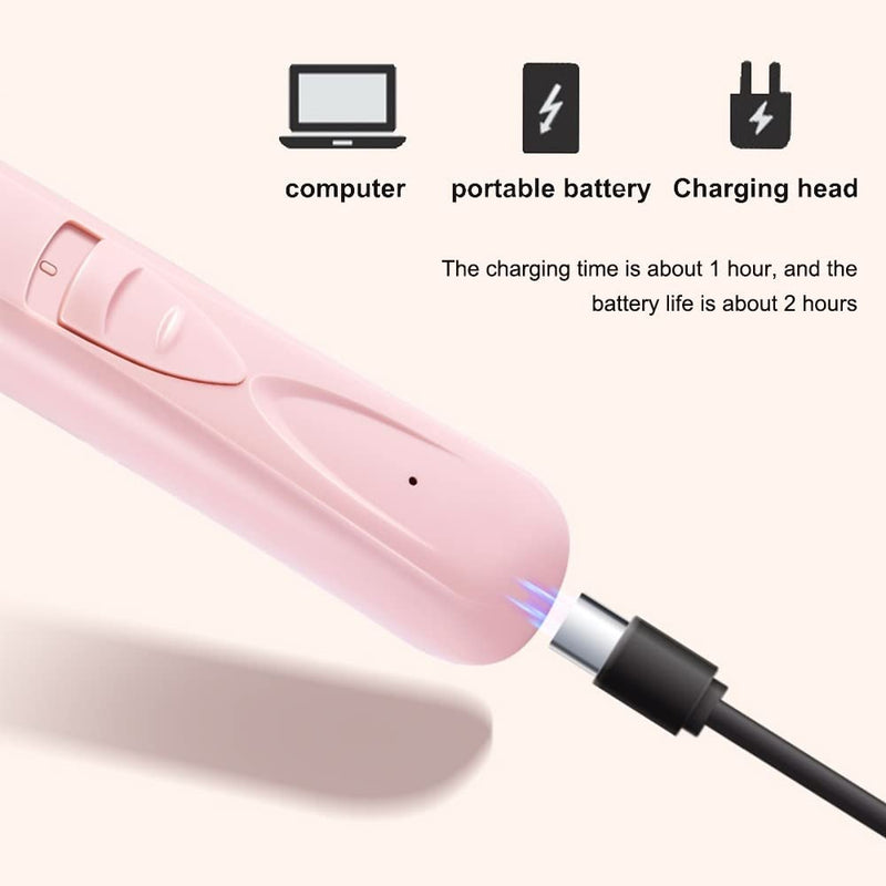 MiOYOOW Dog Hair Clipper Electric Rechargeable USB Mini Hair Clipper Lightweight with LED Light for Dogs Cats Paws Ears Face Pink (with LED Light) - PawsPlanet Australia
