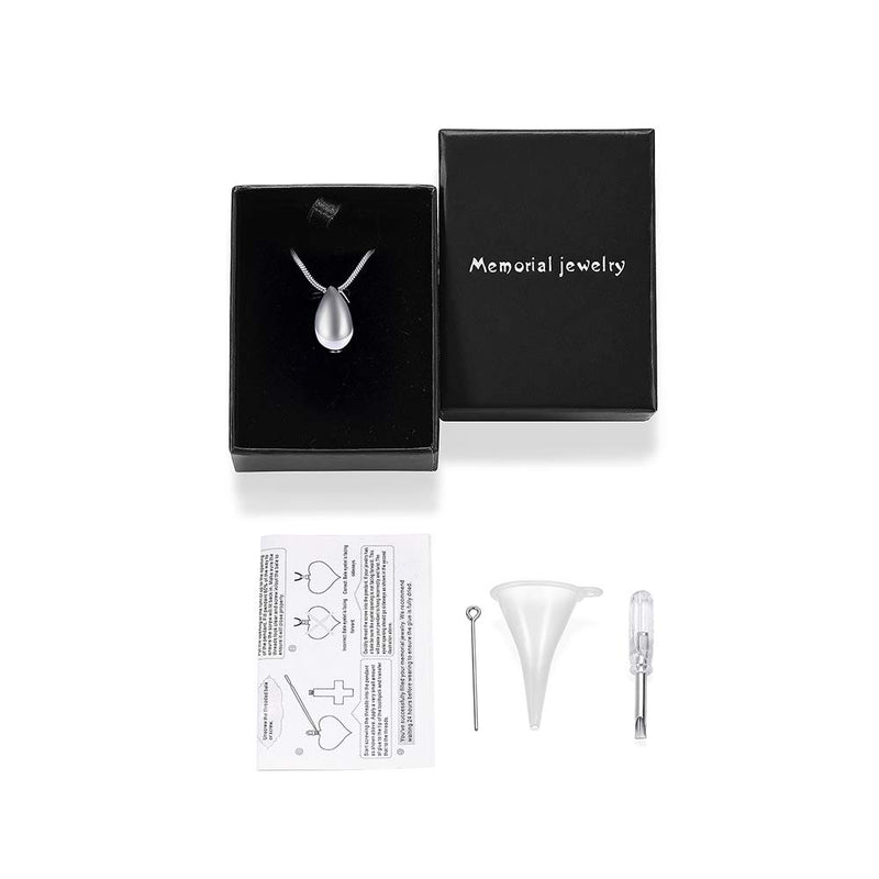 [Australia] - memorial jewelry Teardrop Stainless Steel Cremation Urn Necklace Pendant with Fill Kit Ashes Jewelry 