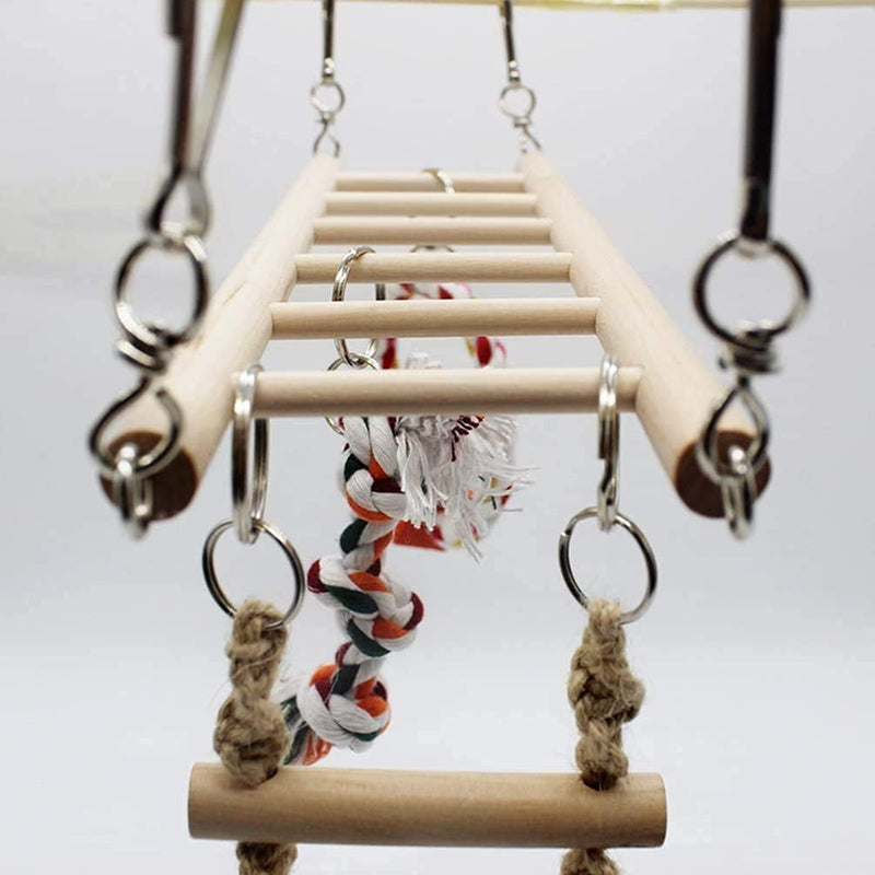 Acidea Bird Swing Toy Parrrot Ladder Rope Natural Wood Cage Toys For Small Parakeets, Finches Budgie, Macaws Parrots and Love - PawsPlanet Australia