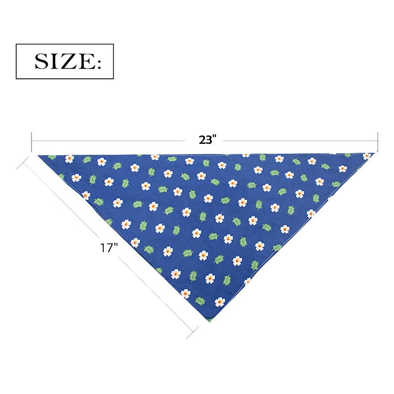 [Australia] - CAROLLIFE Dog Bandana – 1Pc-2Styles Washable and Reversible Triangle Bibs Scarfs, Multi Coloured Neckerchief Kerchief for Small&Medium&Large Pet Dogs Cats blue flower 