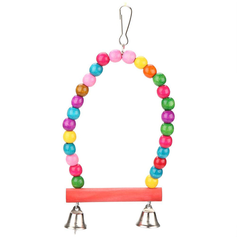 Fdit Wooden & Metal Pet Bird Swing Toy Bells Colorful Parrot Cage Hammock Hanging Toys 5pcs/Set - PawsPlanet Australia