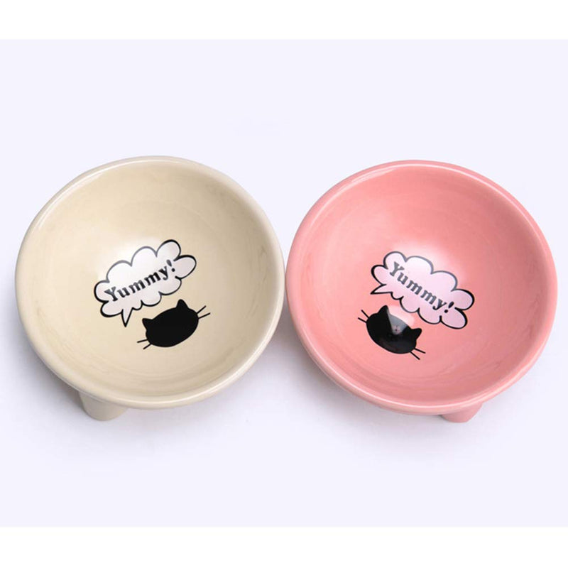 POPETPOP Ceramic Raised Cat Food Bowls-Cat Bowls with Stand,Elevated Puppy Feeder,Single Raised Cat Dish Perfect for Cats and Puppy-Pink Size 1 - PawsPlanet Australia