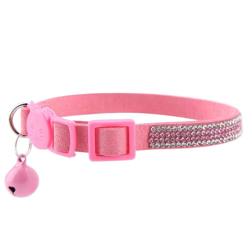 HEEPDD Cat Collars, Colorful Adjustable Buckle PU Leather Necklace Necktie Quick Release Safety Kitten Collar with Bells for Daily Party Photoshot (S-Pink) S Pink - PawsPlanet Australia
