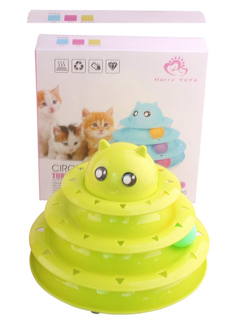 N / A Interactive Cat Toy Teaser Ball Toy for Cat 3 Layers Towers Tracks Roller with 3 Colorful Ball Kitten Fun, Detachable Cat Toy,Green Green - PawsPlanet Australia