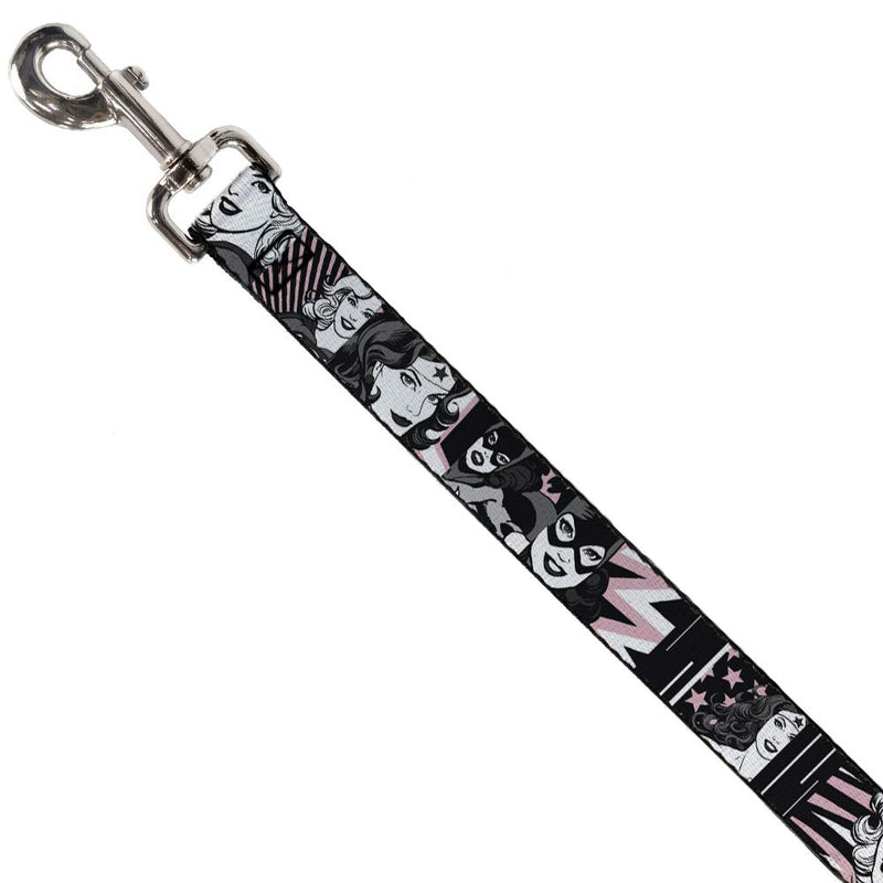 Buckle-Down Dog Leash Batgirl Wonder Woman Supergirl Retro Panels Black Pink White Available in Different Lengths and Widths for Small Medium Large Dogs and Cats 6 Feet Long - 1/2" Wide - PawsPlanet Australia