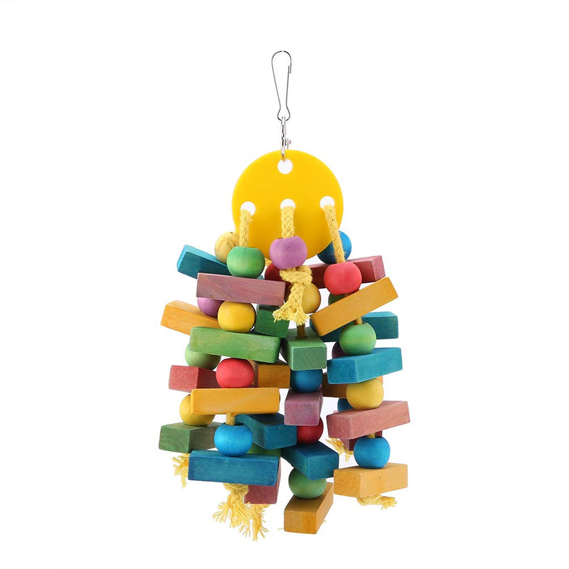 Oumefar Hanging Parrot Bird Toys Swing Multicolored Wooden Blocks Tearing Toys Bird Cage Nest Bite Toys for Birds Parrots - PawsPlanet Australia