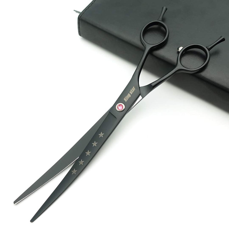 Kingstar Professional Pet Grooming Scissors Set Straight Scissors Thinning Scissors Curved Scissors with Comb case Comb 8 inches 8 inches black 3pcs set - PawsPlanet Australia