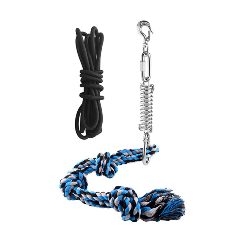 POPETPOP Dog Leashes-Pet Durable Stainless Steel Spring Pole Dog Rope Toys Hanging Exercise Rope Pull with 5M Black Ropes - PawsPlanet Australia