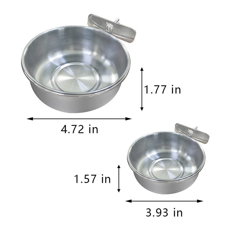 2 Pieces Bird Parrot Feeder Food Bowl Stainless Steel Feeding Dish Hanging Water Cups Small Animal Cage Bowl with Clamp Holder for Bird Parrot Rabbit Hamster - PawsPlanet Australia