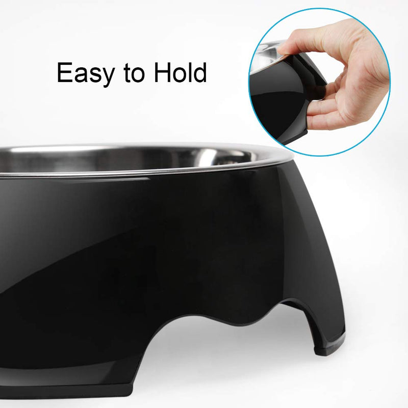 Zellar 2-in-1 Dog Food Bowls Large Pet Water Bowls Removable Stainless-Steel Bowl in Round Non-Skid Rubber Base Pet Bowls for Dogs and Cats, Black - PawsPlanet Australia