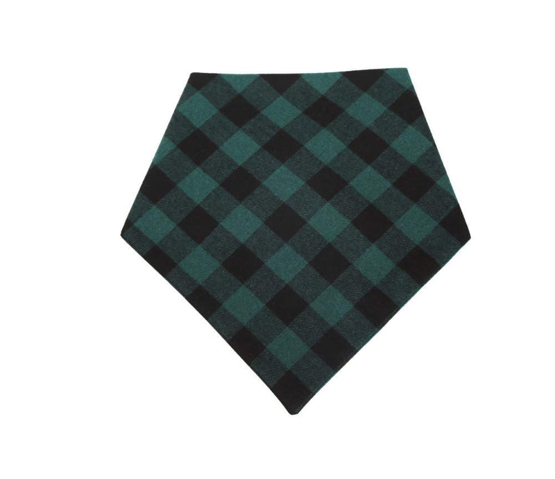 [Australia] - YAKA Pet Dog Bandana Triangle Bibs Scarf, Double-Cotton Plaid Printing Kerchief Set Accessories for Small and Medium Dog Small/Neck circumference suitable8.6-15inch Black and Green lattices 