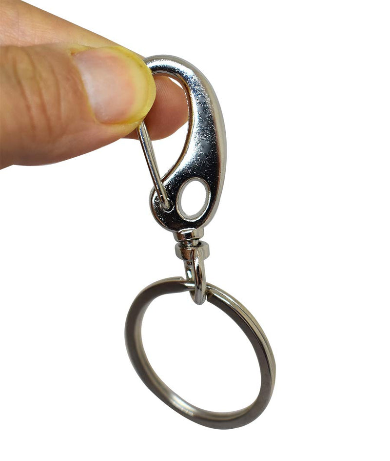 [Australia] - Bytiyar 10 PCS Metal Small Snap Hook Clips with Mini Fixed Eye-Hole Egg Shape Spring Hook Clasps Carabiners Quick Link Keychain Buckles for Pet Clips Id Tag Holder 10 pcs_with 10 mm_Rotating D-Ring Silver 