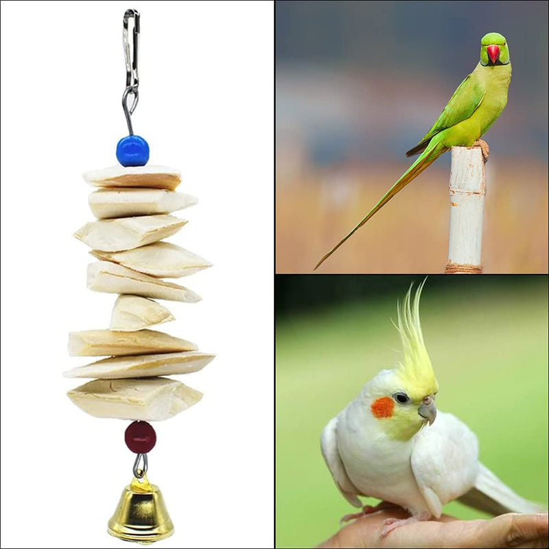 NA 1 Pack Bird Cuttlebone Chewing Bird Toy Parakeets Parrot Toys with Bell Calcium Supplement for Parakeet Cockatiel Lovebird Macaw - PawsPlanet Australia