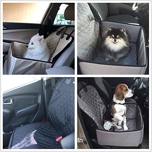 Felicificer Dog Car Seat, 2-in-1 Front Puppy Car Seat Cover for Travel, Car SUV Truck Protection Against Dirt and Pet Fur Seat Covers, Waterproof Washable Beige - PawsPlanet Australia
