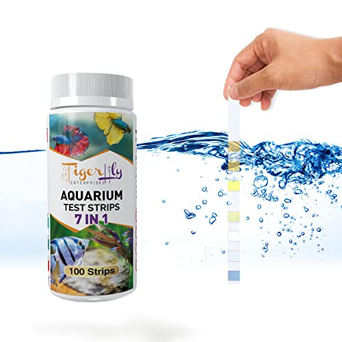 Tigerlily Enterprises 7 in 1 Aquarium Water Testing Kit, Fish Tank Test Strips for Freshwater & Saltwater Aquariums. To Quickly and Accurately Detect GH, NO2, NO3, CL2, KH and pH - 100 Strips. 100 7-in-1 Test Strips - PawsPlanet Australia