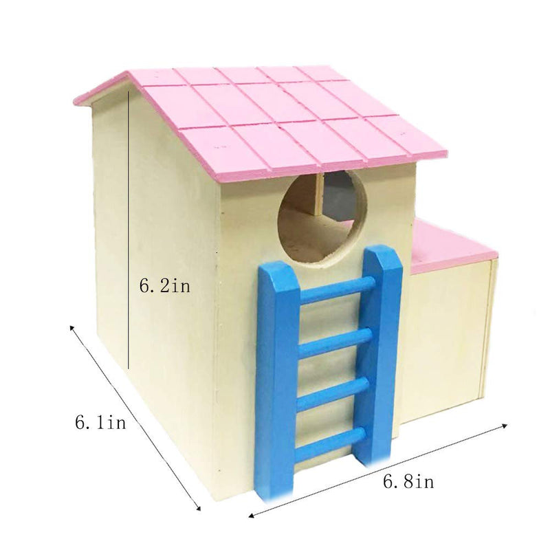 [Australia] - kathson Pet Small Animal Hideout Hamster House with Funny Climbing Ladder Slide Wooden Hut Play Toys Chews for Small Animals Like Dwarf Hamster and Mouse 