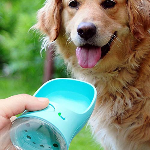 MalsiPree Dog Water Bottle, Leak Proof Portable Puppy Water Dispenser with Drinking Feeder for Pets Outdoor Walking, Hiking, Travel, Food Grade Plastic 19oz Blue - PawsPlanet Australia