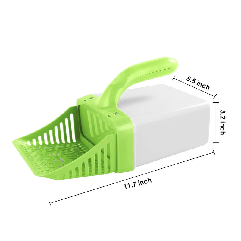 Eurobuy Cat Litter Scoop, Cat Litter Shovel & Litter Trash Can 2-In-1, Non-Stick Cat Litter Sifter, Useful Pet Cleaning Tool with Extra Waste Bags, Sand Cleaning For Cat Litter Green - PawsPlanet Australia