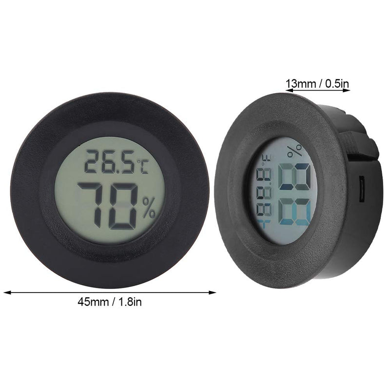 Pssopp Reptile Thermometer Hygrometer Round Shape Digital Temperature Humidity Gauge Meter for Reptile Incubator Aquarium Poultry Office Living Room (Black) Black - PawsPlanet Australia