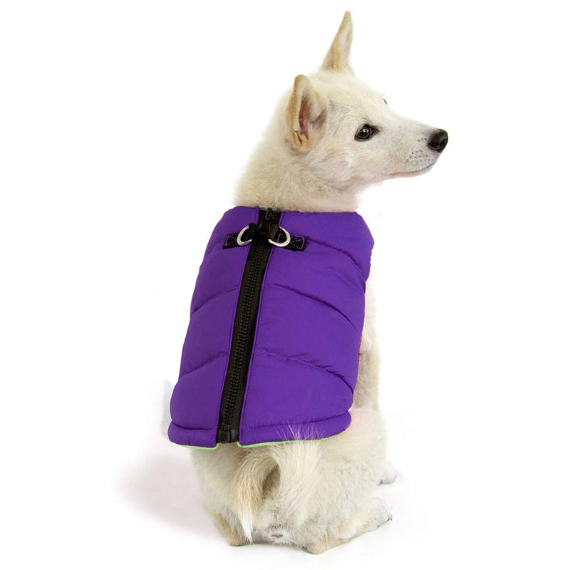 [Australia] - Gooby - Padded Vest, Dog Jacket Coat Sweater with Zipper Closure and Leash Ring Small chest (~15.5") Purple Solid 
