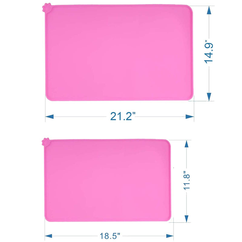 BundleMall 2 Pack Dog Food Mat, Silicone Dog Cat Bowl Mat, Non Slip Pet Feeding Mat,Waterproof Dog Placemat for Dog Cat(Small+Large) (pink) pink - PawsPlanet Australia