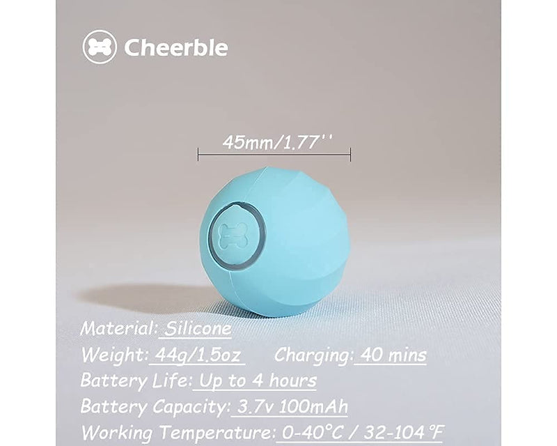 Cheerble Ice Cream Ball Smart Automatic Interactive Ball Auto Rolling Cat Toy for Kittens Home Alone Blue - PawsPlanet Australia