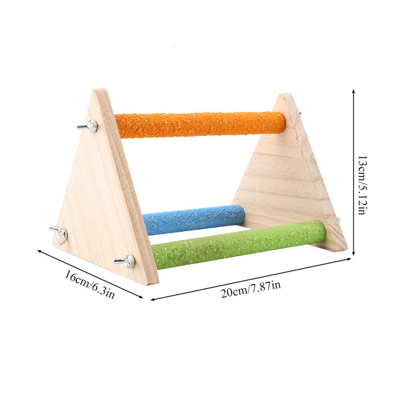 Tnfeeon Wooden Perch for Bird, Colorful Bird Cage Standing Toy Grinding Claw Perches toy for Parrots Parakeets Macaws Pet Birds[Triangle] - PawsPlanet Australia